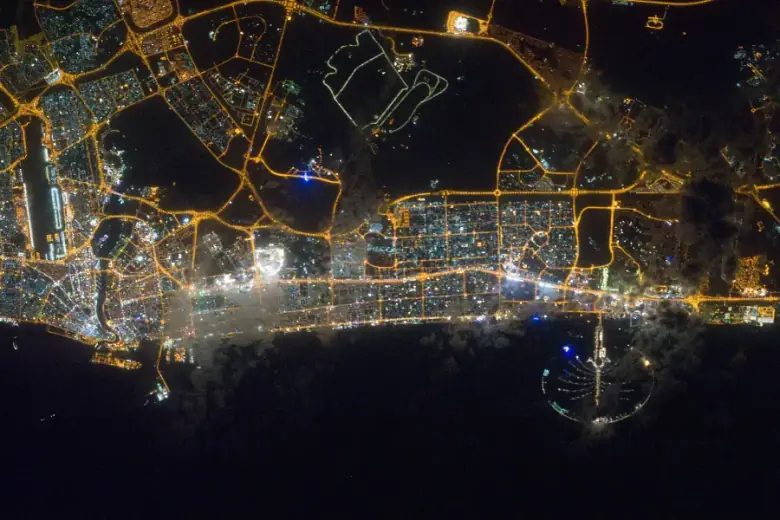 Dubai at night, seen from the International Space Station